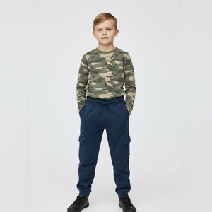 Wonder Nation casual navy blue cargo joggers S (6-7) elastic waist pockets